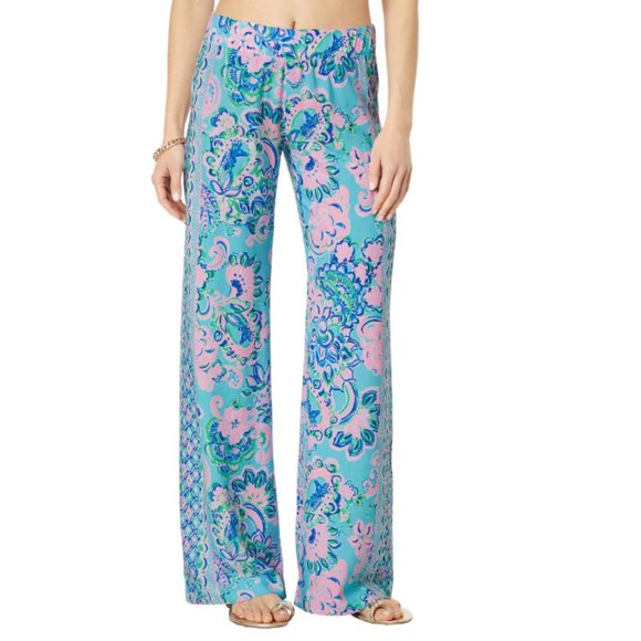 Lilly Pulitzer Pants - NWT Lilly Pulitzer Bal Harbour Palazzo Blue Horizon Jungle Sunrise, US size XS